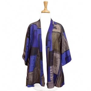 NEW 3 POTATO women's abstract kimono in purple multi